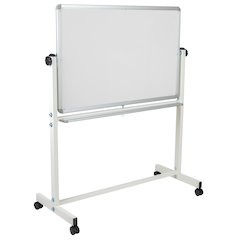 45.25"W x 54.75"H Double-Sided Mobile White Board with Pen Tray