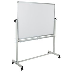 Double-Sided Mobile White Board with Pen Tray, 53"W x 62.5"H