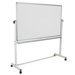 64.25"W x 64.75"H Double-Sided Mobile White Board with Pen Tray