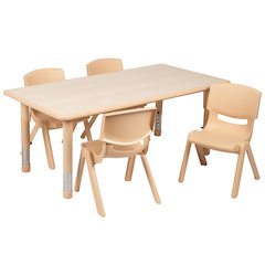 23.625"W x 47.25"L Natural Plastic Height Activity Table Set with 4 Chairs