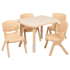 21.875"W x 26.625"L Natural Plastic Height Activity Table Set with 4 Chairs