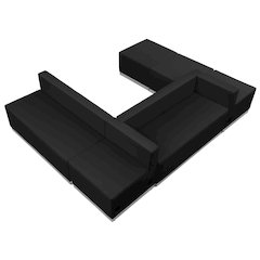 Black LeatherSoft Reception Configuration -  3 Pieces