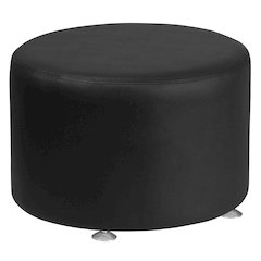 Black LeatherSoft 24'' Round Ottoman