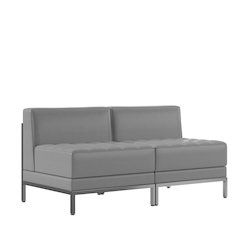 Imagination 2 Piece Gray LeatherSoft Waiting Room Lounge Set - Reception Bench