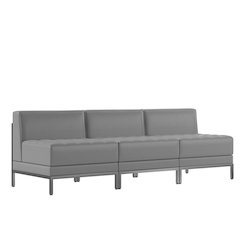 Imagination 3 Piece Gray LeatherSoft Waiting Room Lounge Set - Reception Bench