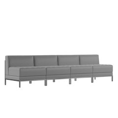 Imagination 4 Piece Gray LeatherSoft Waiting Room Lounge Set - Reception Bench