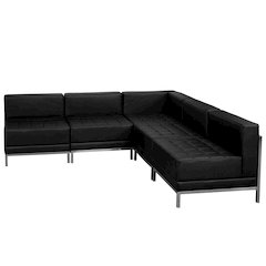 Black LeatherSoft Sectional Configuration, 5 Pieces