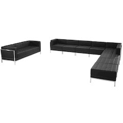 Black LeatherSoft Sectional & Sofa Set, 10 Pieces