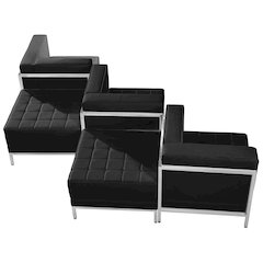 Black LeatherSoft 5 Piece Chair & Ottoman Set