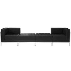 White LeatherSoft Reception Configuration, 9Pieces