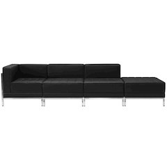White LeatherSoft Sectional Configuration, 6 Pieces