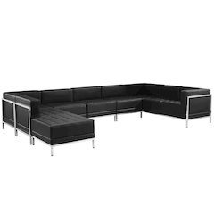Imagination Black LeatherSoft U-Shape Sectional Configuration, 7 Pieces