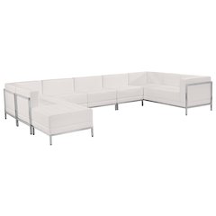 Imagination Melrose White LeatherSoft U-Shape Sectional Configuration, 7 Pieces