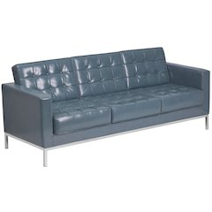 Lacey Contemporary Gray LeatherSoft Sofa with Stainless Steel Frame