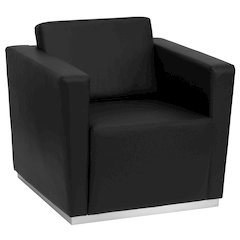 Trinity Contemporary Black LeatherSoft Chair with Stainless Steel Base