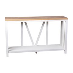 Farmhouse 2-Tier Console Table - Brushed White Finish Engineered Wood Frame