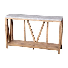 Farmhouse 2-Tier Console Table -Warm Oak Finish Engineered Wood Frame