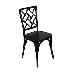 Brooklyn Black Solid Wood Stackable Dining Chair with Intricate Back Detail