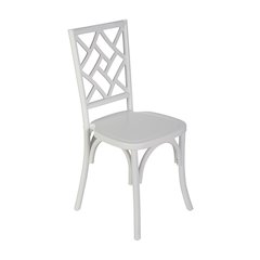 Brooklyn White Solid Wood Stackable Dining Chair with Intricate Back Detail