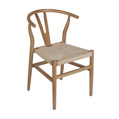 Y-Back Style Wood and Kraft Paper Stackable Dining Chair with Oak/Natural Finish