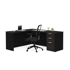 72W L-Shaped Desk with Pedestal