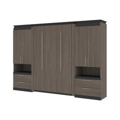Orion Full Murphy Bed with Storage Cabinets and Pull-Out Shelves (120W)