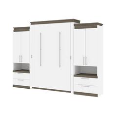 Orion Queen Murphy Bed with Storage Cabinets and Pull-Out Shelves (126W)