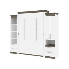 Queen Murphy Bed with Storage Cabinet and Tall Shelf with Drawers