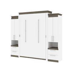 Orion Queen Murphy Bed with Storage Cabinets and Pull-Out Shelves (106W)