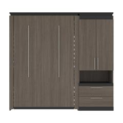 Orion Full Murphy Bed with Storage Cabinet and Pull-Out Shelf (91W)