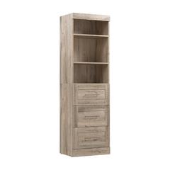 Bestar Pur 25W Closet Organizer with Drawers in rustic brown