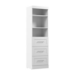 Pur 25" storage unit with 3-drawer set in White