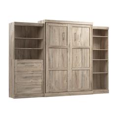 Queen Murphy Bed with Shelving and Drawers, 126-inch Space-Saving Wall Bed