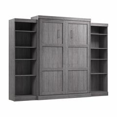 Queen Murphy Bed and 2 Shelving Units, 115-inch Space-Saving Wall Bed