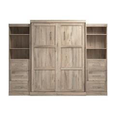 Queen Murphy 2 Shelving Units with Drawers, 115-inch Space-Saving Wall Bed