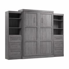 Queen Murphy 2 Shelving Units with Drawers, 115-inch Space-Saving Wall Bed