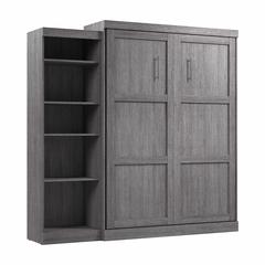 Queen Murphy Bed with Shelving Unit, 90-inch Space-Saving Wall Bed