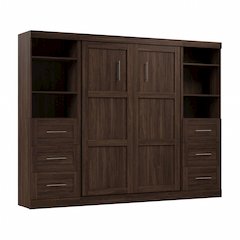Pur Full Murphy Bed and 2 Shelving Units with Drawers (109W)