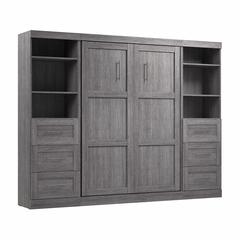Murphy Bed and 2 Shelving Units with Drawers, 109-inch Space-Saving Wall Bed