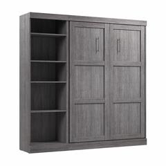 Murphy Bed with Shelving Unit, 84-inch Space-Saving Wall Bed