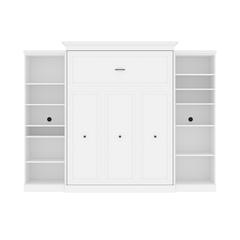 Versatile Queen Murphy Bed and 2 Closet Organizers (115W) in White