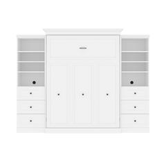 Versatile Queen Murphy Bed and 2 Closet Organizers with Drawers (115W)