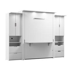 Lumina Queen Murphy Bed with Desk and 2 Storage Cabinets (114W)