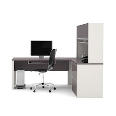 72W L-Shaped Desk with Hutch and Lateral File Cabinet