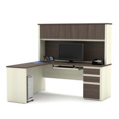 72W L-Shaped Desk with Pedestal and Hutch