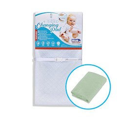 [Combo Pack] 4-Sided Waterproof Diaper Changing Pad, 30" with Bonus Washable Mint Terry Cover