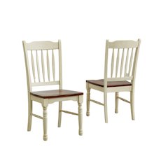 Merlot-Buttermilk Slatback Dining Chair Set with Solid Rubberwood Construction