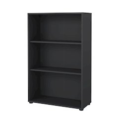 Modern Gray 3-Shelf Bookcase with Adjustable Storage for Home Office