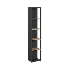 Gray 5-Shelf Bookcase with Fixed Shelves for Living Room or Office