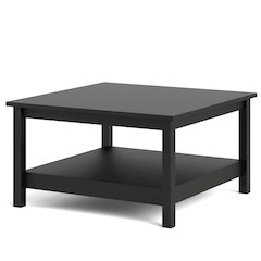 Modern Black Matte Coffee Table with Open Shelf for Living Room